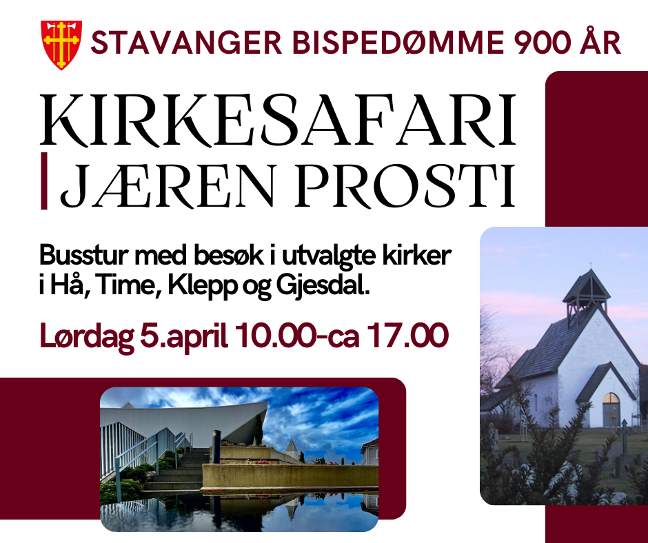 Bilder av kirker i Gjesdal og Hå